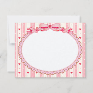 Pink Coquette Aesthetic Frame with Bow and Hearts Card