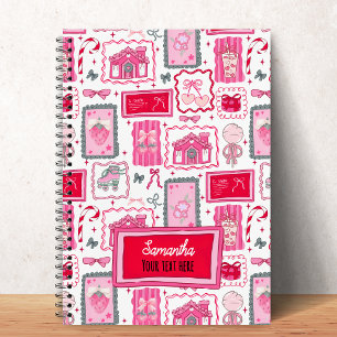 Pink Coquette aesthetic girly whimsical pattern Notebook