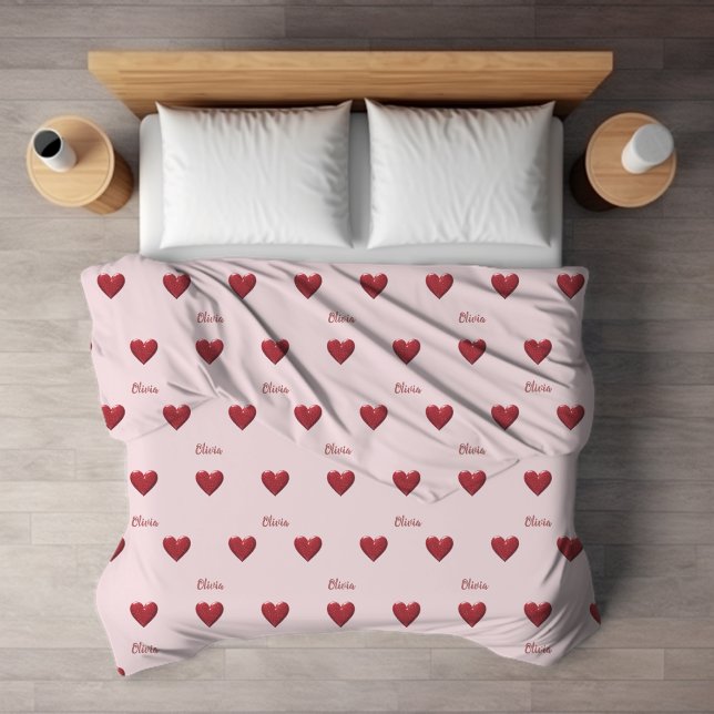 Pink 'Coquette Aesthetic' Love Hearts Fleece Blanket (Creator Uploaded)