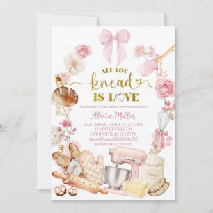 Pink Coquette All You Knead is Love Baking Bridal Invitation