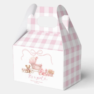 Pink Coquette Baby Carriage Boy Baby Shower Favor Favour Box