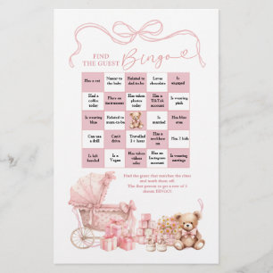 Pink Coquette Baby Carriage Find The Guest Bingo