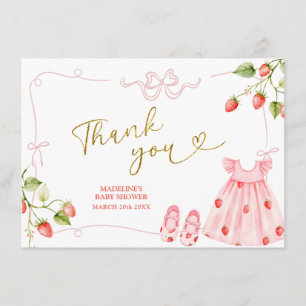 Pink Coquette Baby Clothes Berry Thank You Card
