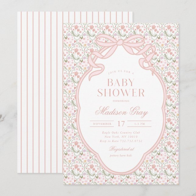 Pink Coquette Baby Shower Invitation (Front/Back)