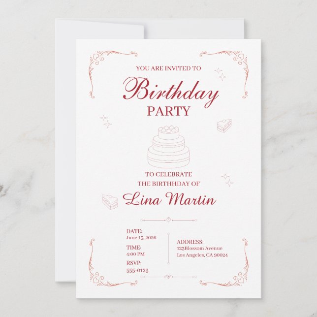 Pink Coquette Birthday Invitation (Front)