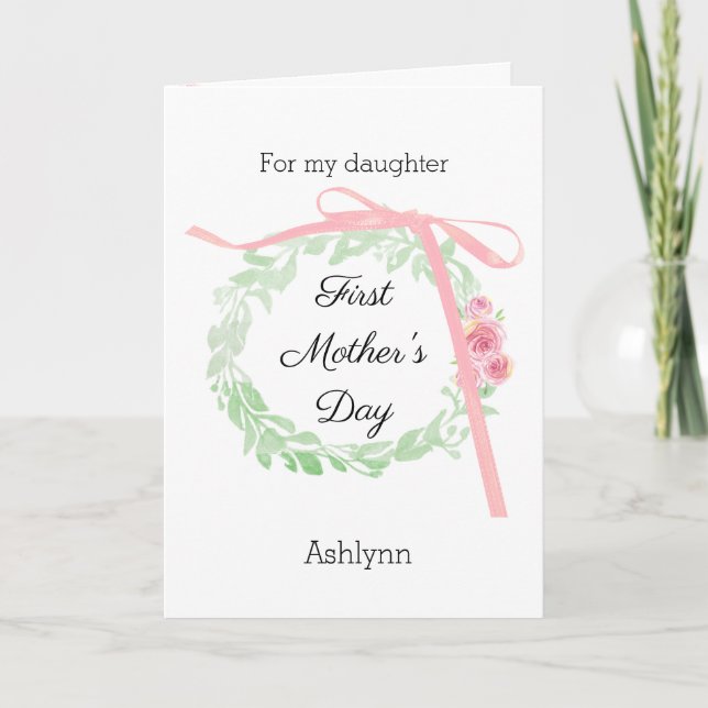 Pink Coquette Bow 1st Mother's Day New Mummy Card (Front)