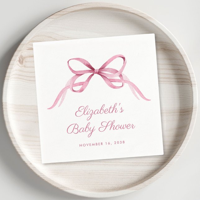 Pink Coquette Bow Baby Girl Shower Napkin (Creator Uploaded)
