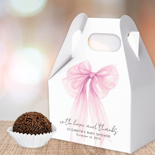 Pink Coquette Bow Baby Girl Shower Thank You Favour Box