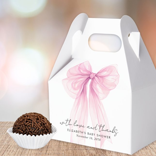 Pink Coquette Bow Baby Girl Shower Thank You Favour Box (Creator Uploaded)