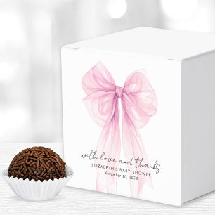 Pink Coquette Bow Baby Girl Shower Thank You Favour Box