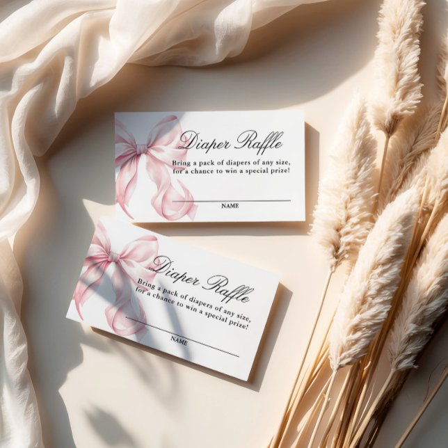 Pink Coquette Bow Baby Shower, Diaper Raffle Card (Creator Uploaded)