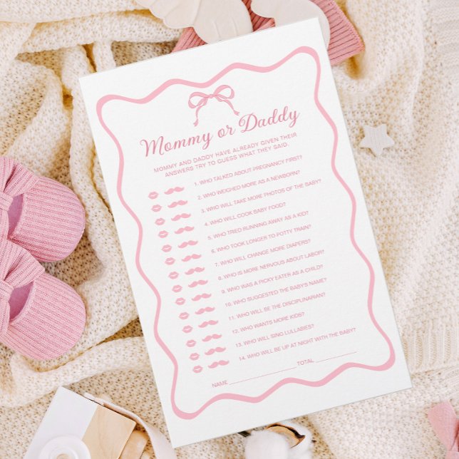 Pink Coquette Bow Baby Shower Guess Who Game  (Creator Uploaded)