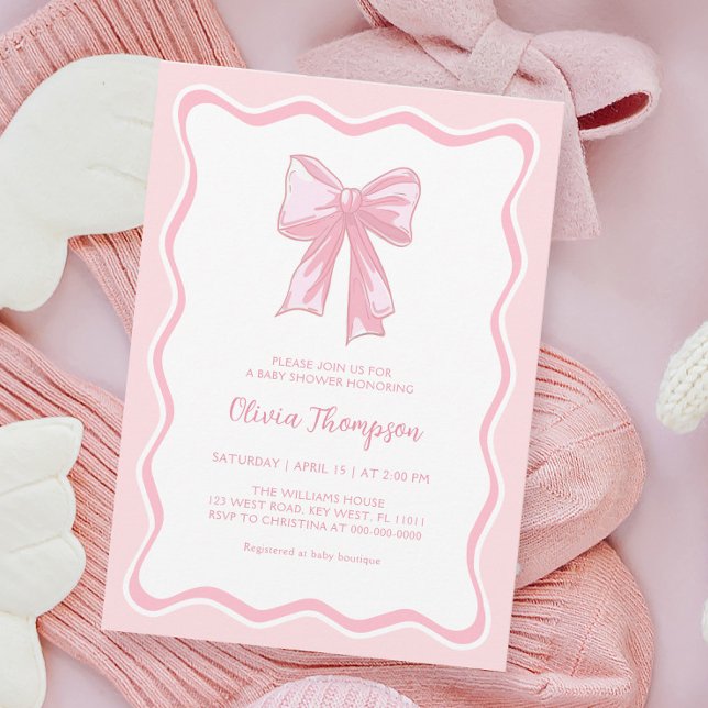 Pink Coquette Bow Baby Shower  Invitation (Creator Uploaded)