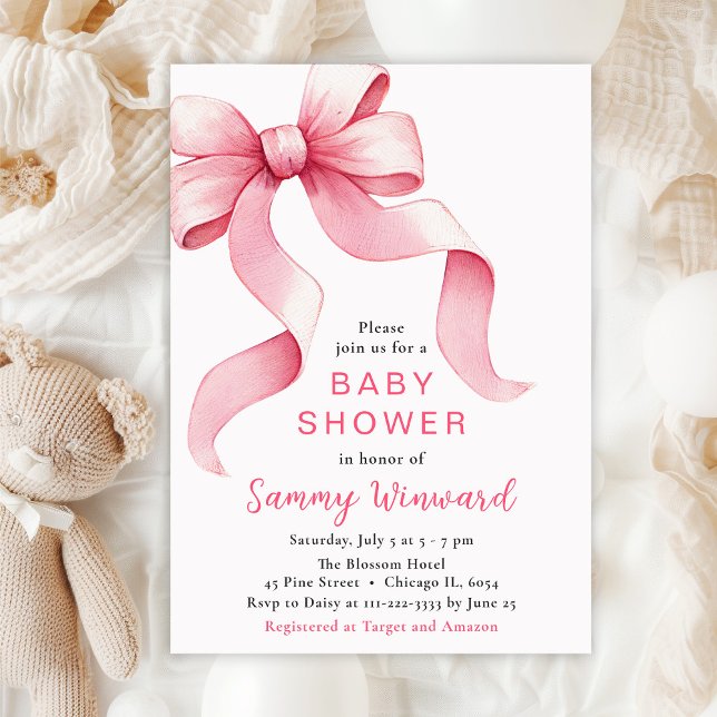 Pink Coquette Bow Baby Shower Invitation (Creator Uploaded)