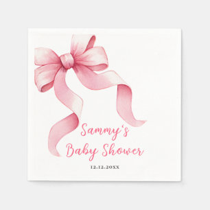 Pink Coquette Bow Baby Shower Napkin
