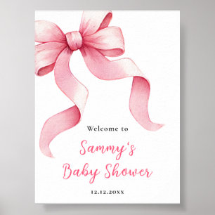 Pink Coquette Bow Baby Shower Welcome Sign