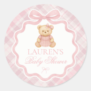 Pink Coquette Bow Bear Baby Shower Envelope Seal