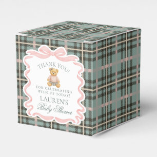 Pink Coquette Bow Bear Baby Shower Favor Box