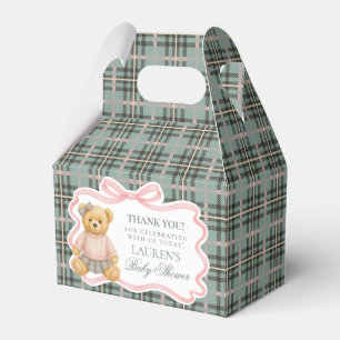 Pink Coquette Bow Bear Baby Shower Favor Box