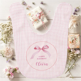 Pink Coquette Bow Birthday Girl Bib