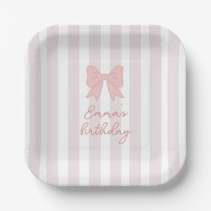 Pink Coquette Bow Birthday  Paper Plate