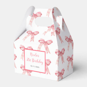 Pink Coquette Bow Birthday Party Favour Box