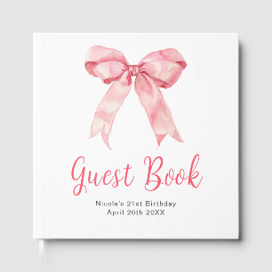 Pink Coquette Bow Birthday Party Guest Book
