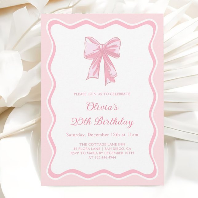 Pink Coquette Bow Birthday Party Invitation (Creator Uploaded)