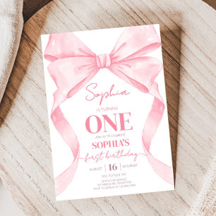 Pink Coquette Bow Birthday Party Invitation