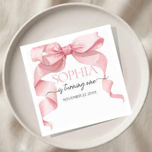 Pink Coquette Bow Birthday Party Napkin