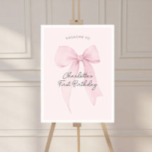 Pink Coquette Bow Birthday Welcome Poster