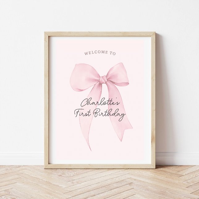 Pink Coquette Bow Birthday Welcome Poster (Creator Uploaded)
