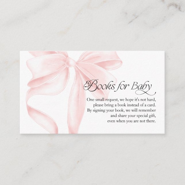 Pink Coquette Bow Books for Baby Enclosure Card (Front)