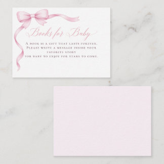 Pink Coquette Bow Books for Baby Shower Enclosure Card