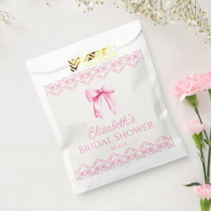Pink Coquette Bow Bridal Shower Favour Bags