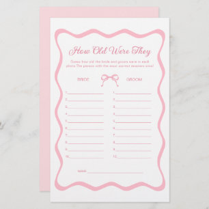 Pink Coquette Bow Bridal Shower Guess the Age Game