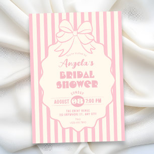 Pink coquette bow bridal shower invitation