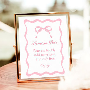 Pink Coquette Bow Bridal Shower Mimosa Bar Poster