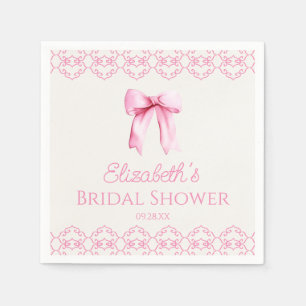 Pink Coquette Bow Bridal Shower Napkin