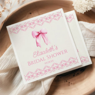 Pink Coquette Bow Bridal Shower Napkin