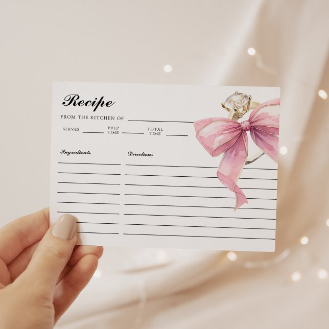Pink Coquette Bow Bridal Shower Recipe Card (Creator Uploaded)