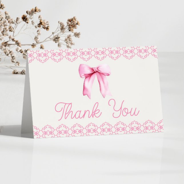Pink Coquette Bow Bridal Shower Thank You Card (Creator Uploaded)