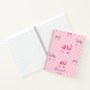 Pink Coquette Bow Chequerboard Notebook