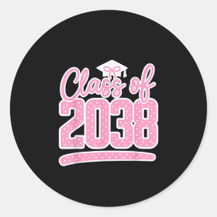 Pink Coquette Bow Cl Of 2038 Grow With Me Kinderga Classic Round Sticker