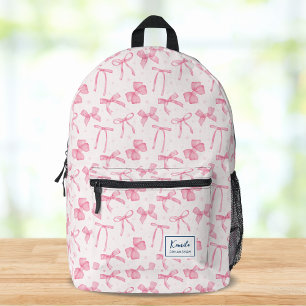 Pink Coquette Bow Custom Name Printed Backpack
