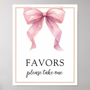 Pink Coquette Bow Favors Sign