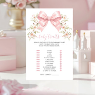 Pink Coquette Bow Floral Baby Traits Shower Games