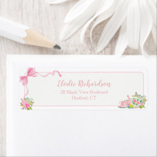 Pink Coquette Bow Floral Return Address