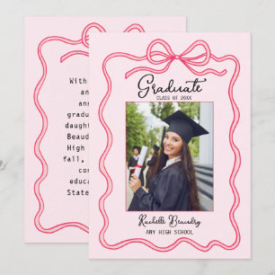 Pink Coquette Bow Frame Graduate Photo Graduation Announcement