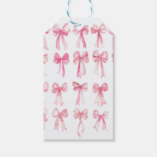pink coquette bow gift tags